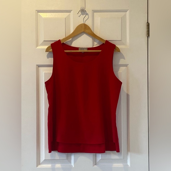 Laura Tops - Laura Red Sleeveless Layered Blouse Size M – Dressy Work Top